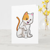 チェスの駒をポーンにした猫 カード (黄色い花)