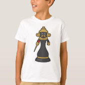 チェスの駒キングでスタッフとチェス Tシャツ (正面)