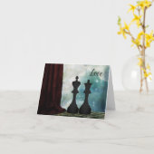 チェスの駒キングとクイーンラブカップル カード (黄色い花)