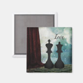 チェスの駒キングとクイーンラブカップル マグネット (正面/裏面)