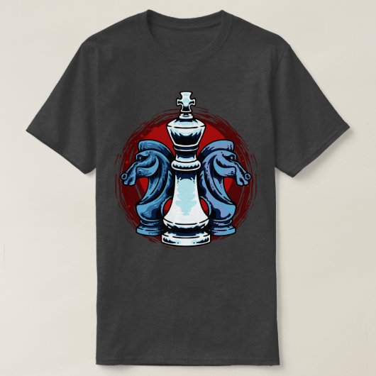 チェスの駒キングと騎士チェスのプレーヤー Tシャツ (デザイン正面)