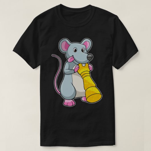 チェスの駒ポーンでチェスにマウス Tシャツ (デザイン正面)