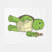 チェスの駒ポーンで亀 フリースブランケット (正面(横))