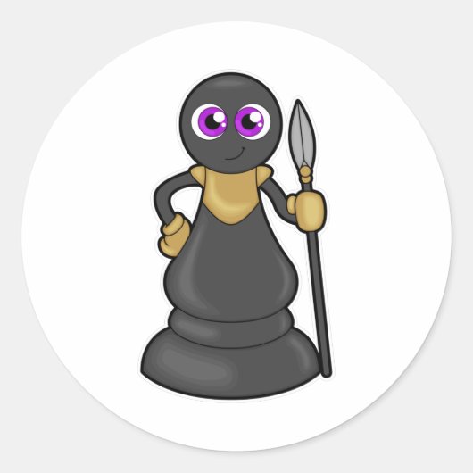 チェスの駒ポーンで槍 ラウンドシール (正面)