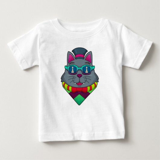 チェスの駒ポーンで猫 ベビーTシャツ (正面)