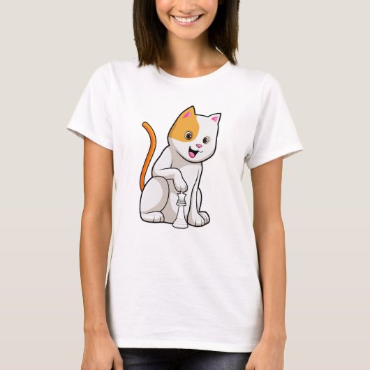 チェスの駒ポーンで猫 Tシャツ (正面)