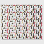 チェスの駒モダン黒赤と白 ラッピングペーパー (フラット)