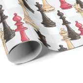 チェスの駒モダン黒赤と白 ラッピングペーパー (ロールコーナー)