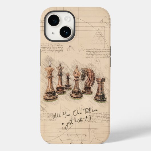 チェスの駒ヴィンテージスケッチアート選手のギフト Case-Mate iPhoneケース (裏面)