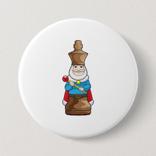 チェスの駒　キング　チェス 缶バッジ (正面)