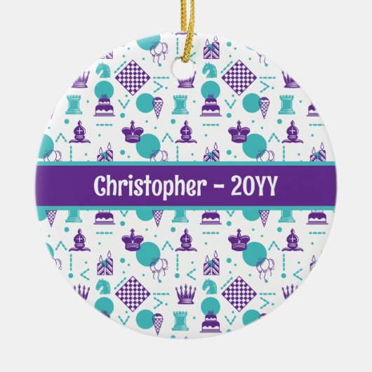 チェスの駒 – パーティーアートパターン セラミックオーナメント (正面)