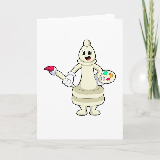 チェスの駒 ビショップ as 画家 ブラシと色彩付き カード (正面)