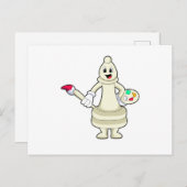 チェスの駒 ビショップ as 画家 ブラシと色彩付き ポストカード (正面/裏面)