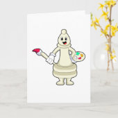 チェスの駒 ビショップ as 画家 with ブラシ & カラー カード (黄色い花)