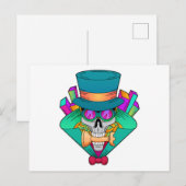 チェスの駒 ルークと骸骨 ポストカード (正面/裏面)