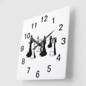 チェスの駒 ヴィンテージアート #2 スクエア壁時計 (傾斜)