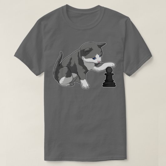 チェスの駒Bishopとの猫 Tシャツ (デザイン正面)