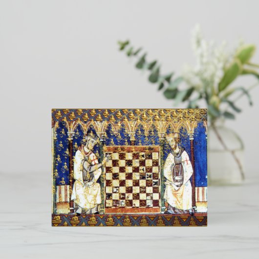 チェスの騎士のテンプルの歴史の古代の芸術 箔シーズンポストカード (立ち正面)