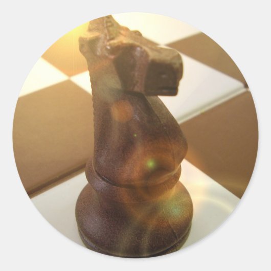 チェスの騎士ステッカー ラウンドシール (正面)