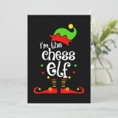 チェスをするエルフのクリスマスプレゼント、家族の友人からのクリスマスギフト シーズンカード (スタンド正面)