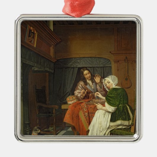 チェスをする人、c.1670 メタルオーナメント (正面)
