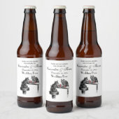 チェスをする2匹の猫 赤 ビールラベル (ボトル)