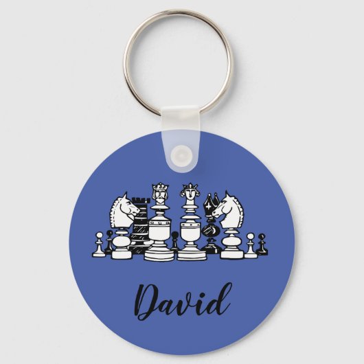 チェスをテーマにしたキーパーソナライズされたチェーン キーホルダー (正面)