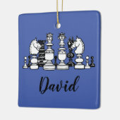 チェスをテーマにしたパーソナライズされたオーナメント セラミックオーナメント (左)