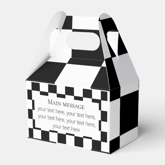 チェスをテーマにした誕生日パーティモノグラ市松模様にム フェイバーボックス (裏面サイド)