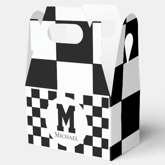 チェスをテーマにした誕生日パーティモノグラ市松模様にム フェイバーボックス (オープン)
