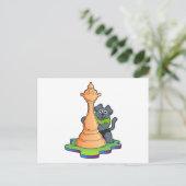 チェスを打つ犬とクイーンの駒 ポストカード (スタンド正面)