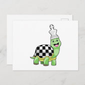 チェスを指すカメ（チェス盤とキング付き） ポストカード (正面/裏面)