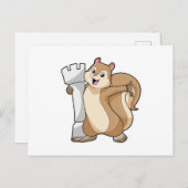 チェスを指す王の駒のいるスquirrel ポストカード (正面/裏面)