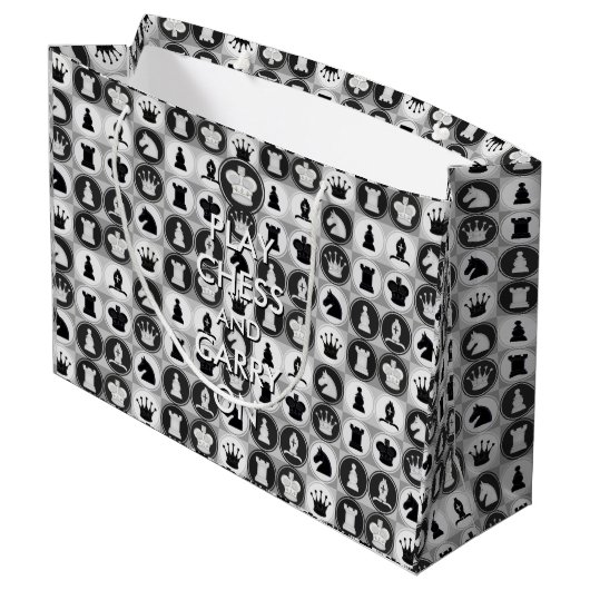 チェスを遊び、続けていって下さい ラージペーパーバッグ (裏面アングル)