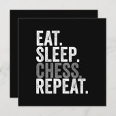 チェスを食べ、眠り、チェスを繰り返す プレーヤー ボード キッズ 男の子 ゲーム 招待状 (正面/裏面)