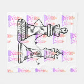 チェスアートクイーンキングホールディングハンズフリースブランケット フリースブランケット (正面(横))