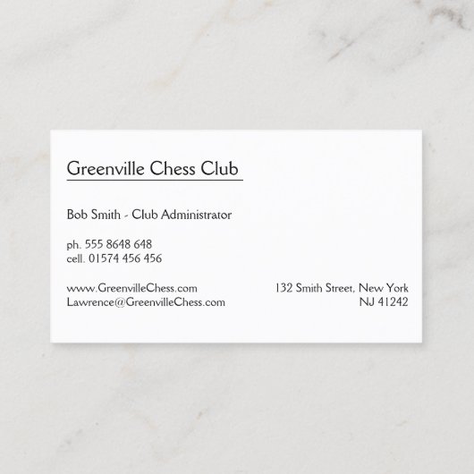 チェスカッコいいボードのピース写真 – 名刺 (裏面)