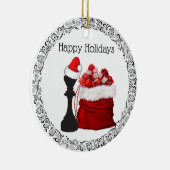 チェスキングパーソナライズされたサンタホリデークリスマス セラミックオーナメント (右)