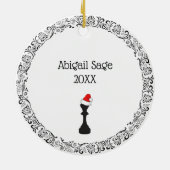 チェスキングパーソナライズされたサンタホリデークリスマス セラミックオーナメント (裏面)