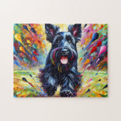 チェスキーテリアドッグポートレートアクリルアートプリントドッグ ジグソーパズル (横)