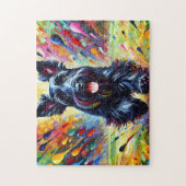 チェスキーテリアドッグポートレートアクリルアートプリントドッグ ジグソーパズル (縦)