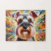 チェスキーテリアドッグポートレートアクリルアートプリントドッグ ジグソーパズル (横)