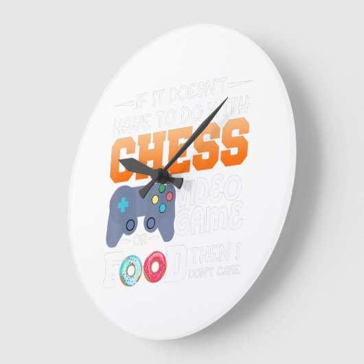 チェスギフト |チェスのビデオゲームまたはフードデザイン ラージ壁時計 (傾斜)