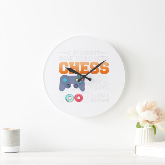 チェスギフト |チェスのビデオゲームまたはフードデザイン ラージ壁時計 (ホーム)