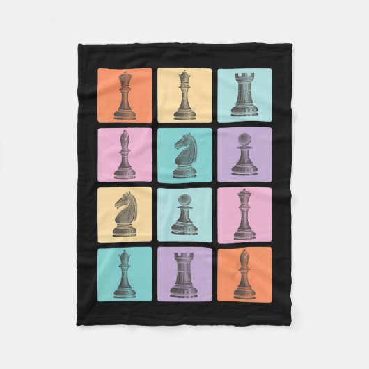 チェスギフト |チェスの駒が大好き フリースブランケット (正面)