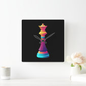 チェスクイーンの四角い時計 スクエア壁時計 (ホーム)