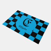 チェスクラブ名前をカスタムするイニシャル市松模様にDoormat ドアマット (アングル)