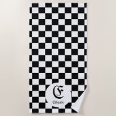 チェスクラブ名前をカスタムするイニシャル ビーチタオル (正面)