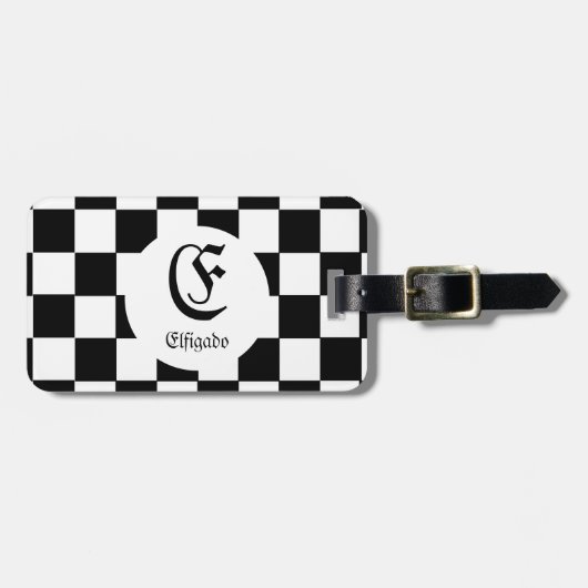チェスクラブ名前をカスタムするイニシャル ラゲッジタグ (正面横)