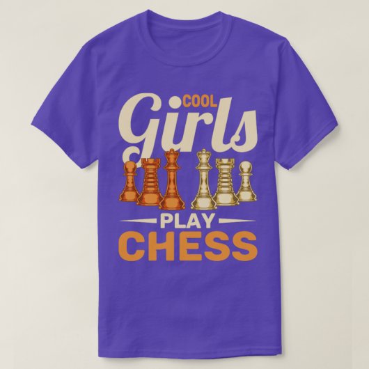 チェスクール選手の女の子チェスおもしろいチェス Tシャツ (デザイン正面)